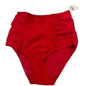 Aerie High Waisted Full Coverage Red Bikini Bottoms Size XS 4th July Beach